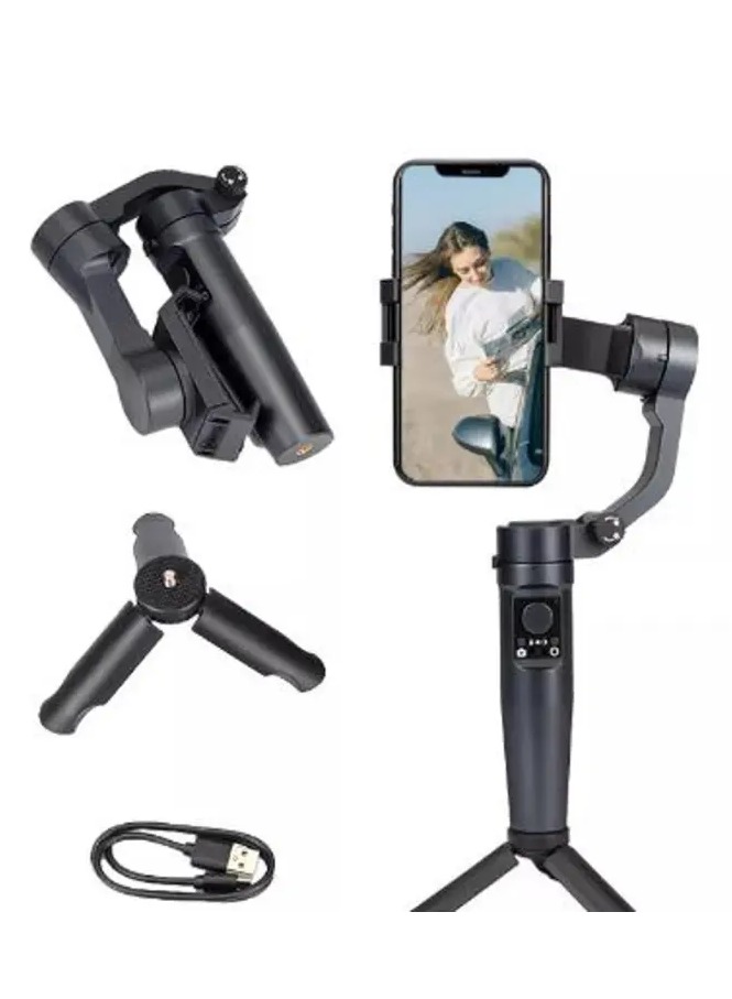 Handheld 3-axis Gimbal Stabilizer Compatible with All Brands of Smartphones for VLOGGING-FILMING, Multipurpose-Black