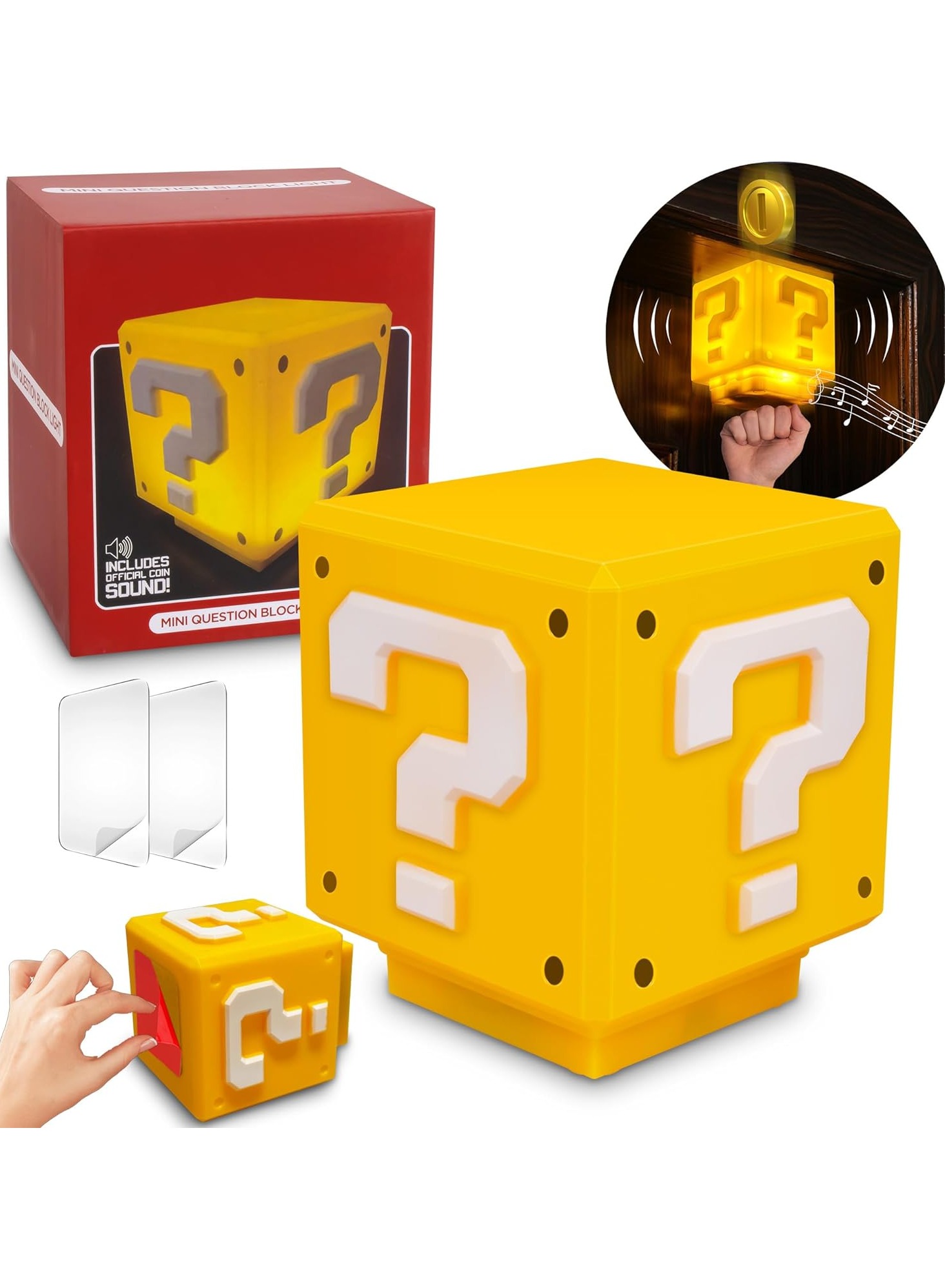 ضوء ليلي من Super Bros-Mini Question Block Night Light، مصباح بجانب السرير، مصباح مكتب للأطفال والمشجعين، هدية عيد ميلاد، يعتمد على الرسم البياني للرسم بالألوان المائية