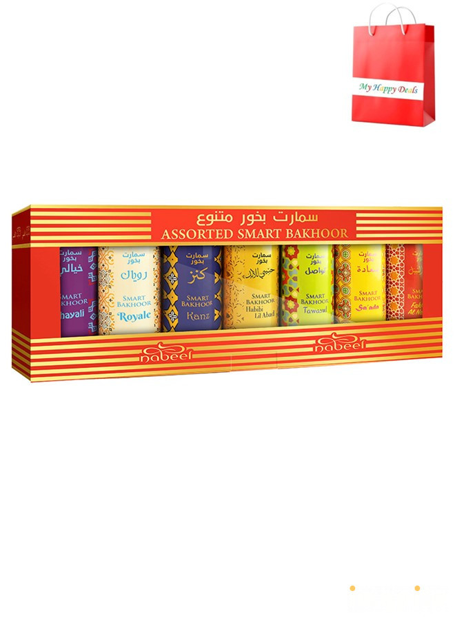 Nabeel 14 Pieces Assorted Smart Bakhoor Gift Set Fakhar Al Nabeel, Saada, Tawasul, Khayali, Habibi Lil Abad, Kanz, Royale 35 GM