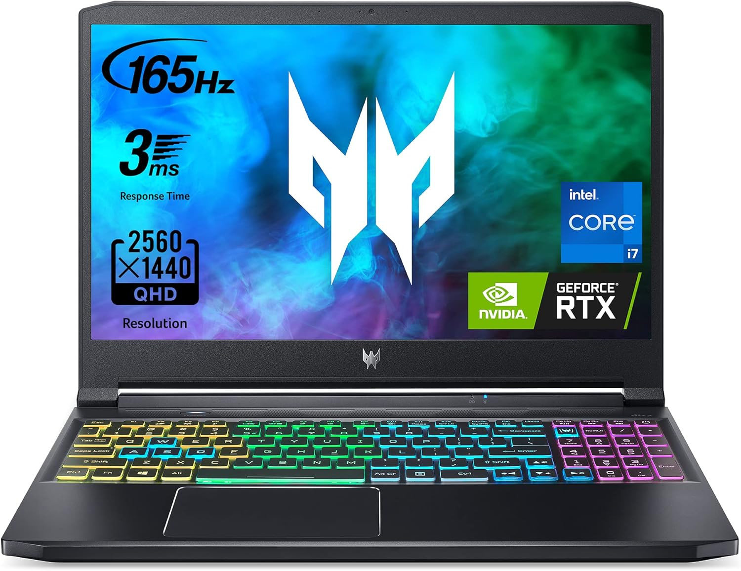 Acer Predator Triton 300 15.6 Inches PT315-53-7691 Gaming Laptop Intel i7-11800H NVIDIA GeForce RTX 3070 Laptop GPU QHD 165Hz 3ms IPS Display Killer Wi-Fi 6 RGB Keyboard 512GB SSD - 16GB RAM DDR4 - Black