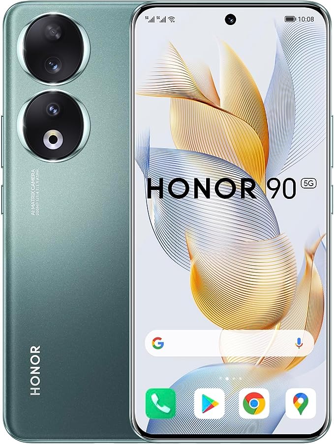 Honor 90 Smartphone 5G, 200MP Triple Camera, 6,7” Curved AMOLED 120Hz Display, 8GB+256GB, 5000mAh Battery, SuperCharge 66 W, Dual SIM, Android 13, Emerald Green