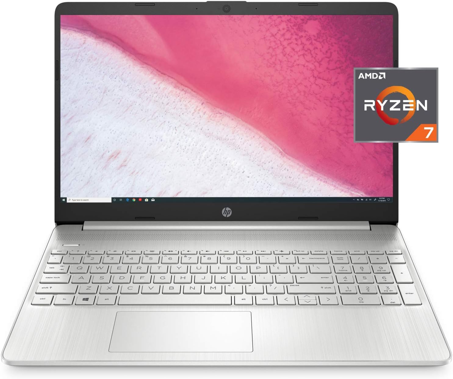 HP 15  Laptop AMD Ryzen 15-ef0022nr 7 3700U Processor 8 GB RAM 256 GB SSD HD Display Windows 10 Home - Natural Silver