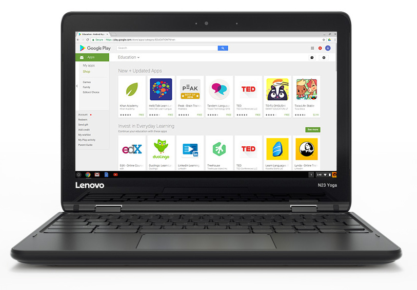 Renewed Lenovo Chromebook 11 N23 Yoga X360 ZA26 Laptop with 11.6 inch Touchscreen Display, MediaTek MT8173C Processor, 4 GB RAM /32 GB eMMC, PowerVR GX6250 Graphics-Black