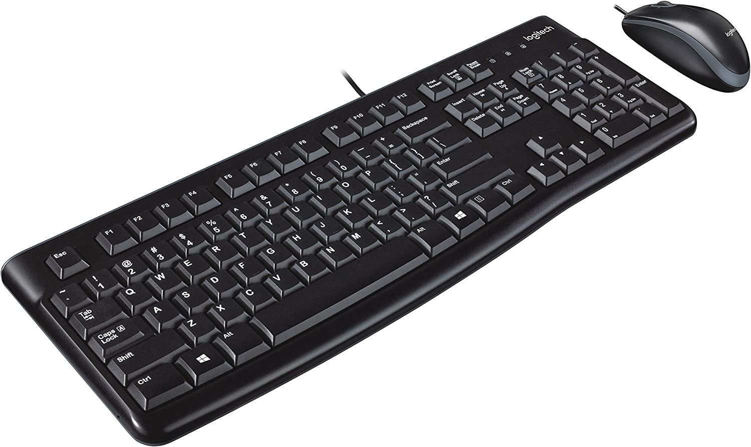 Logitech MK120 Wired Keyboard and Mouse for Windows, Optical Wired Mouse, USB Plug-and-Play, Full-Size, PC/Laptop, English Layout - Black