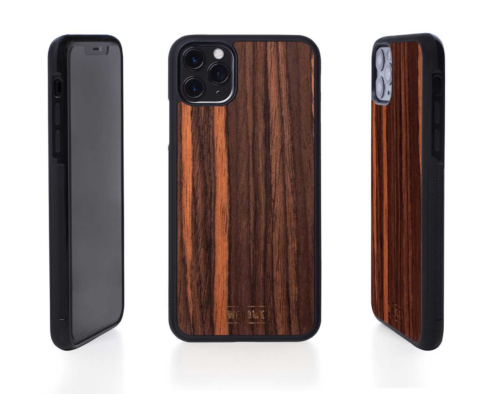 IPHONE CASE - WOOD WITH PLASTIC BASE - EBONY - FOR X AND Xs MODELS