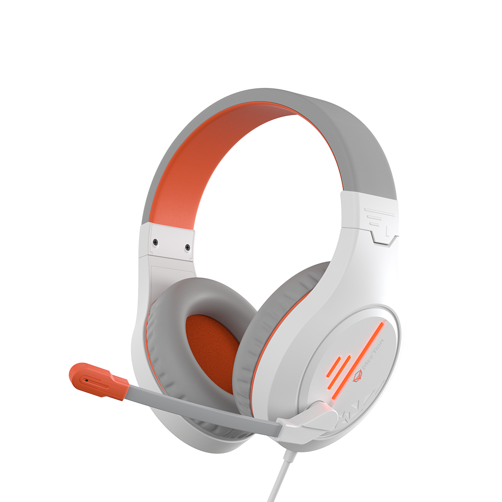 Meetion Stereo Gaming Headphones White Orange Lightweight BacklitHP021