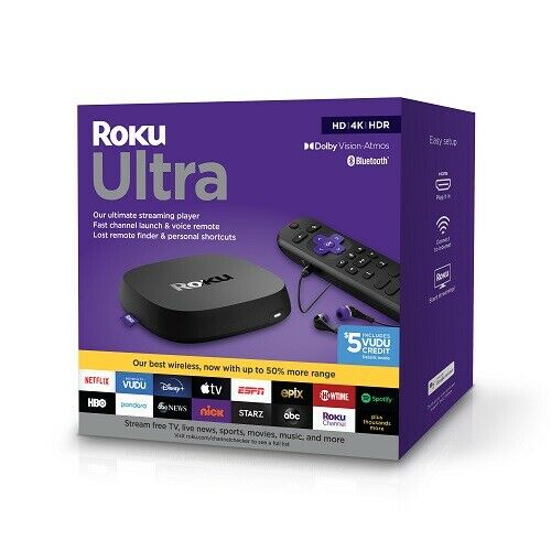 Roku Ultra 2020 Streaming Media Player HD 4K HDR Dolby Vision with Dolby Atmos(4800RW) BLACK