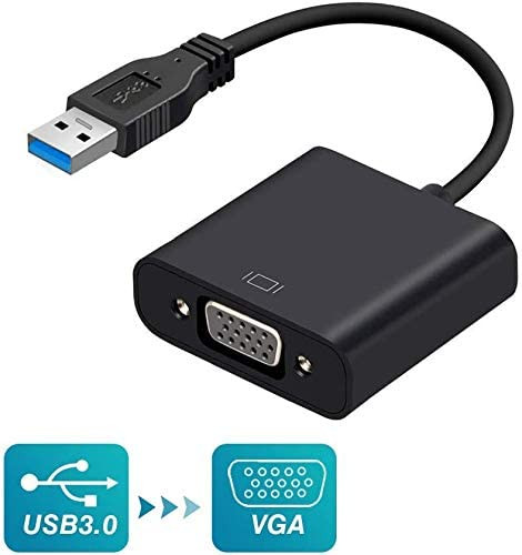 محول USB إلى VGA 1080P USB 3.0 إلى VGA بطاقة جرافيك محول كابل خارجي متعدد العرض ومحول فيديو PC لجهاز ويندوز7/8/10 كمبيوتر محمول PC جهاز العرض HDTV كروم بوك