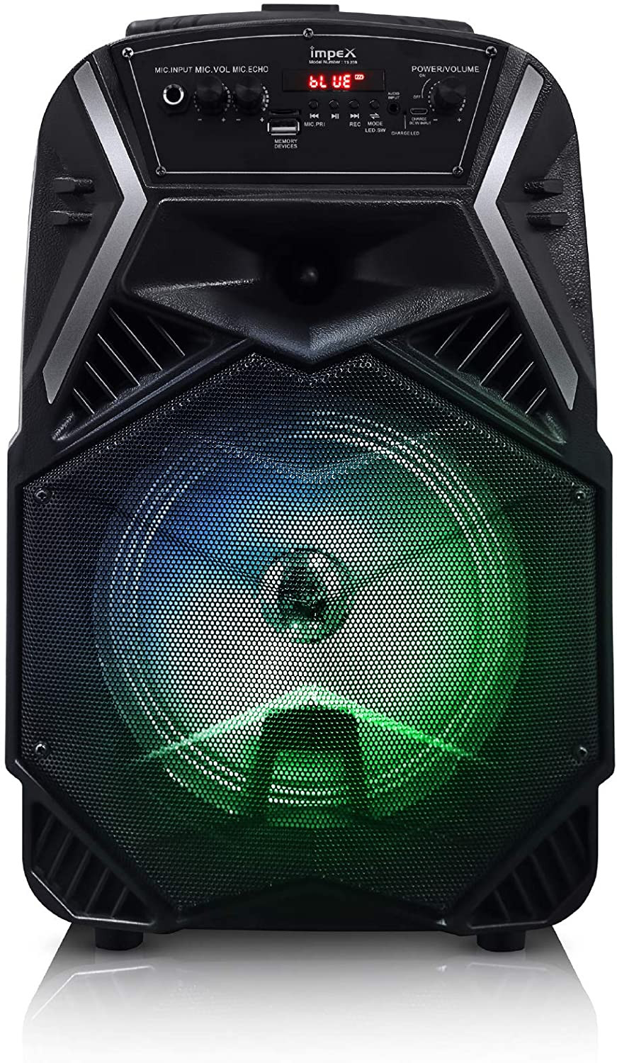 Impex  25 Watts Multimedia Portable Trolley Speaker with USB/SD/TF/FM Radio/AUX/Remote/Bluetooth/Wireless Mic & DJ LED Light Function (Black)