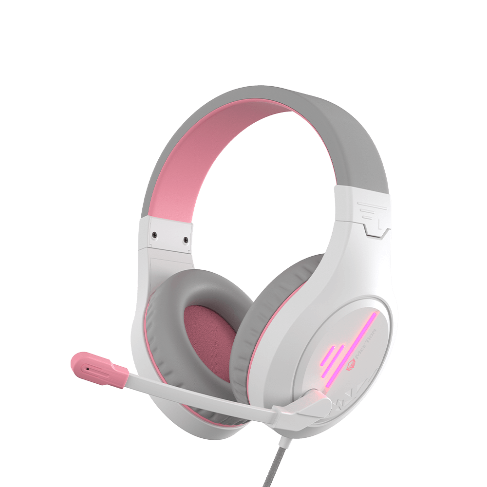 Meetion Stereo Gaming Headset White Pink Lightweight BacklitHP021