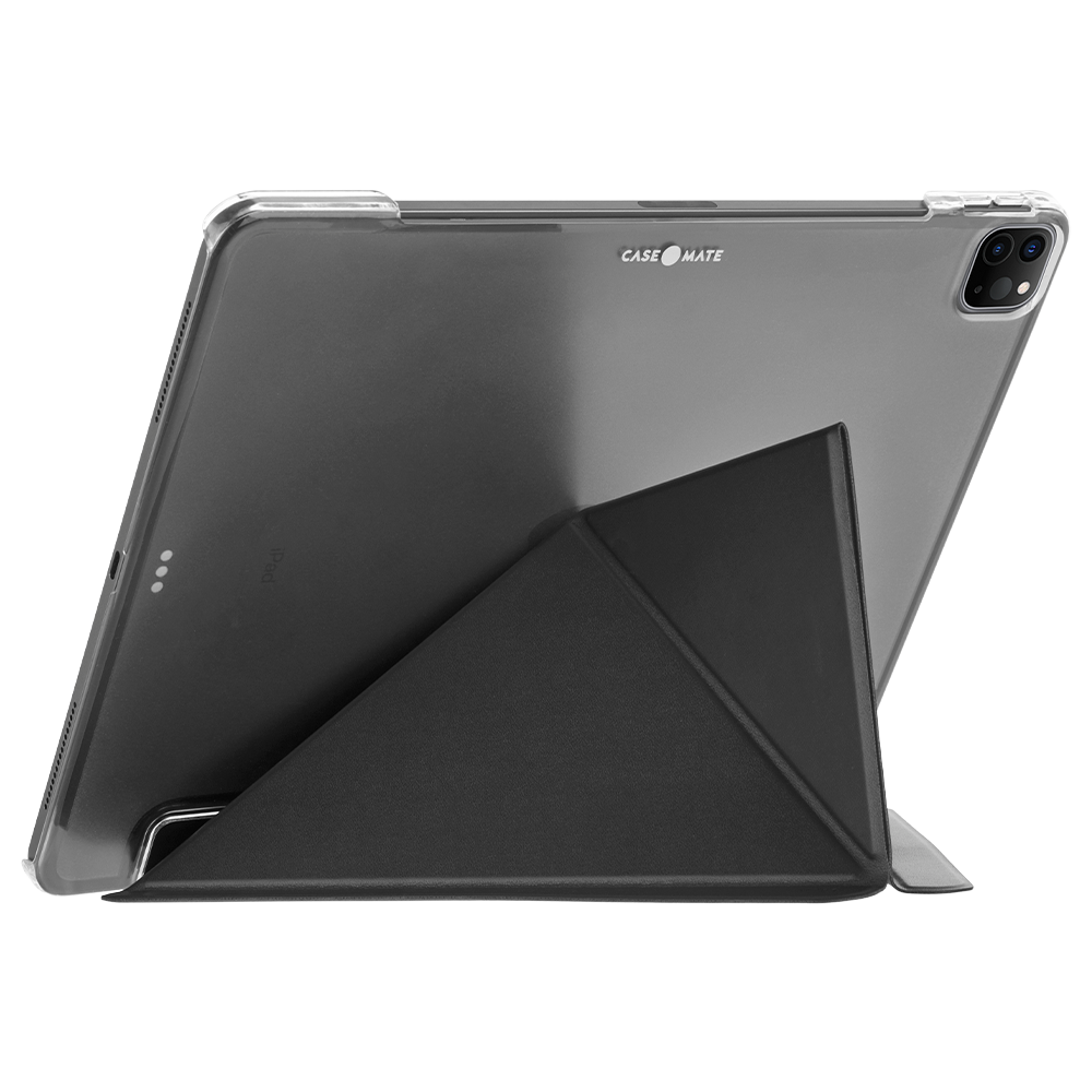 Case-Mate iPad Pro 12.9"  4th Gen. 2020 Multi Stand Folio Case - Leather Origami Design w/ 360 Protection, Transparent Back w/ Multiple Viewing Mode, Auto Sleep/Wake - Black