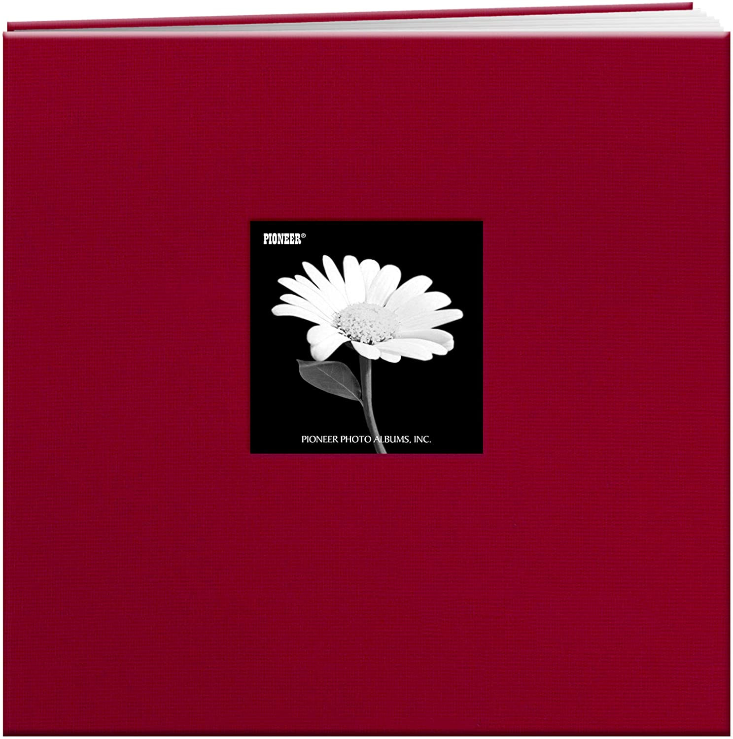 Pioneer 12-Inch by 12-Inch Book Cloth Cover Postbound Album with Window, Red