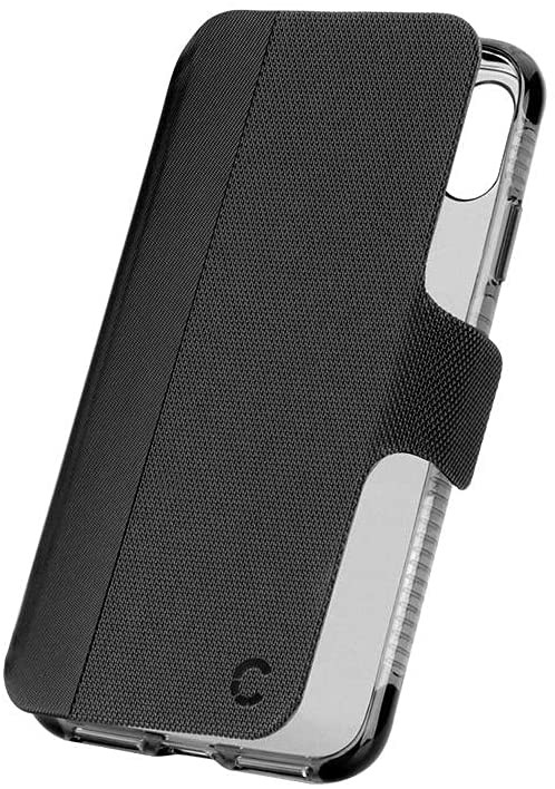 Cygnett Magnetic Close Tab Wallet Case With Built-in Credit Card Clot, Military-Grade Protection and Works With Wireless Charging, Full Back Protictive Cover - Compatible with iPhone X Max - Black