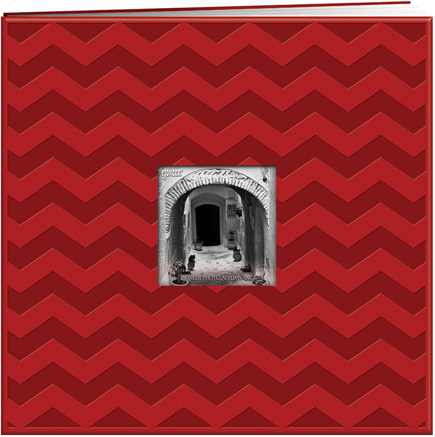 Pioneer Embossed Post Bound Scrapbook Album 12"X12"-Red Chevron/Red/12 x 12 Inch