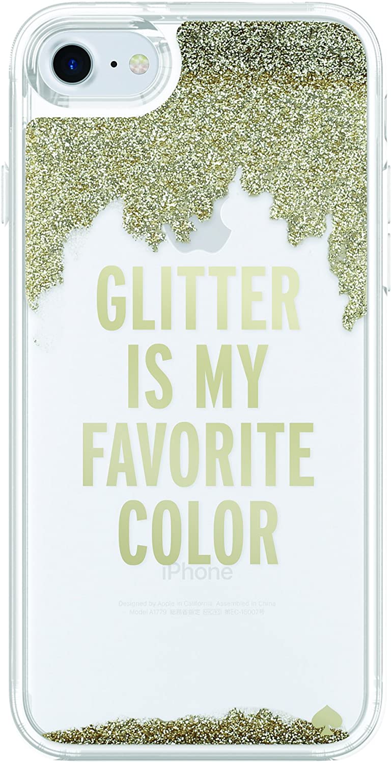 حافظة هاتف لآيفون 7 مع بريق سائل من كايت سبيد نيو يورك، مكتوب عليها “Glitter Is My Favorite Color”، لون ذهبي/ شفاف، موديل (KSIPH-052-GLD)