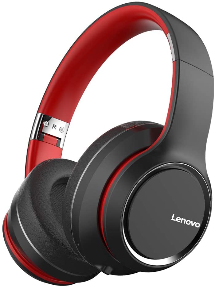 Lenovo Wireless Bluetooth 5.0 Foldable Noise-cancelling Stereo Over Ear Headphone with 3.5mm Aux Cable for Mobile phones, Tablets, Laptops and PCs HD200 (Black)