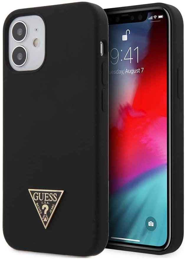 Guess Liquid Silicone Case w/Metal Logo for iPhone 12 Mini 5.4 inch  Black