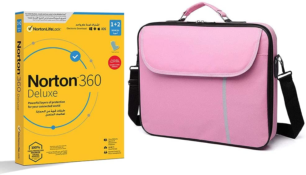 Laptop bag, Datazone shoulder bag 15.6 inch Pink with Norton N360 Deluxe 1+2 Device.