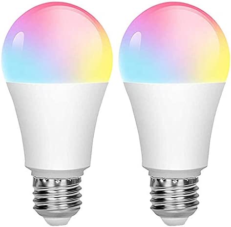 SKY-TOUCH 2PCS Smart LED Bulb E27 جهاز التحكم عن بعد لون قابل للتعديل يعمل مع Amazon Alexa/Echo Google Home/Assistant IFTTT 220V/230V 10W 3000K 1050lm