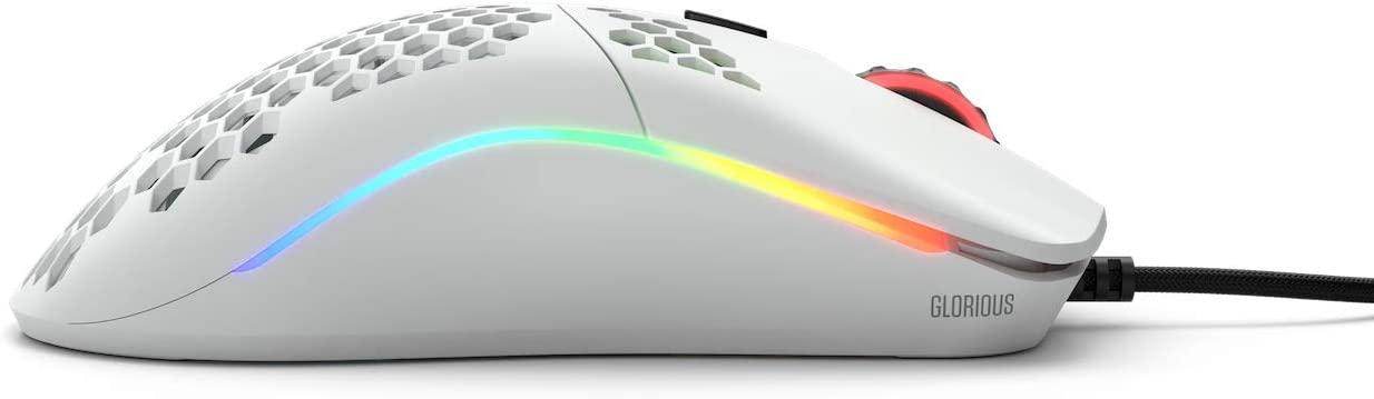 Glorious Model O Wired Gaming Mouse - RGB 67g Lightweight Ergonomic Wired Gaming Mouse - Backlit Honeycomb Shell Design Mice (Matte White)