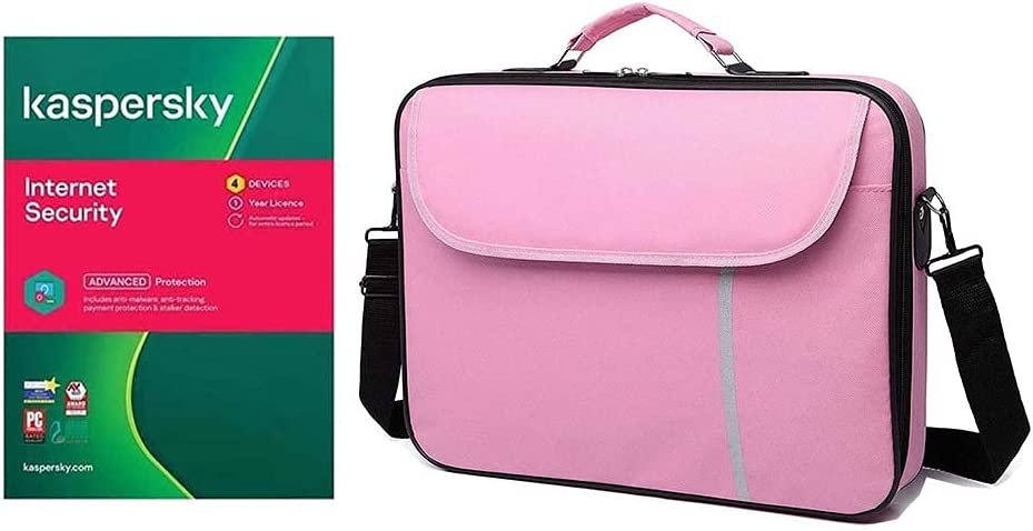 Laptop Bag, Datazone Shoulder Bag 15.6 Inch Pink With Kaspersky Internet Security 4 Devices With 1 Year License 2021 With English And Arabic/15.6 Inch/Pink