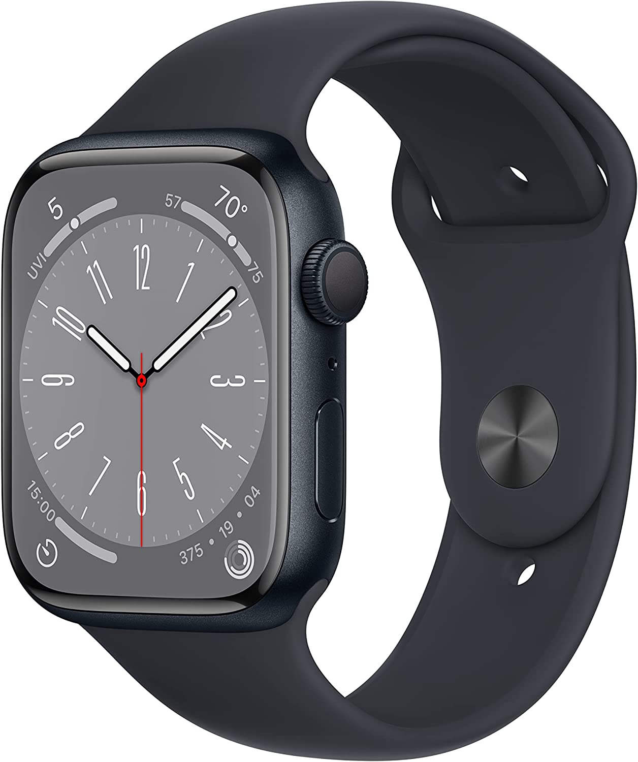 Apple Watch Series 8 (45mm, GPS) Midnight Aluminum Case with Midnight Sport Band