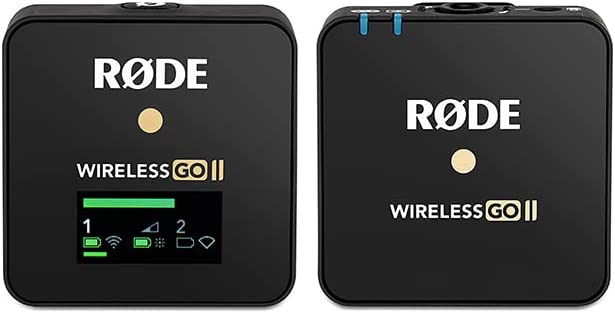 نظام ميكروفون لاسلكي مزدوج القناة فائق الصغر RØDE Wireless GO II مع ميكروفون مدمج وتسجيل داخلي لمقابلات صناعة الأفلام وإنشاء المحتوى - أسود