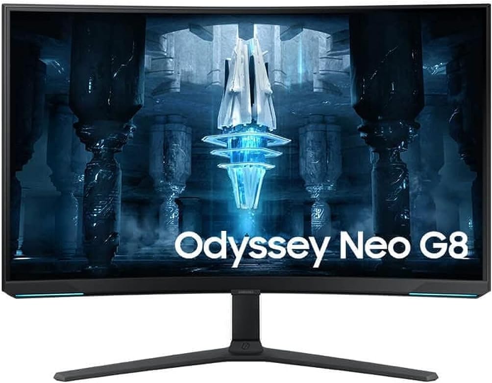 شاشة ألعاب منحنية 4K من سامسونج Odyssey Neo G8 BG850 مقاس 32 بوصة مع معدل تحديث 240 هرتز ووقت استجابة 1 مللي ثانية، وتقنية AMD FreeSync Premium Pro، وتقنية Quantum HDR 2000 - LS32BG850NMXUE