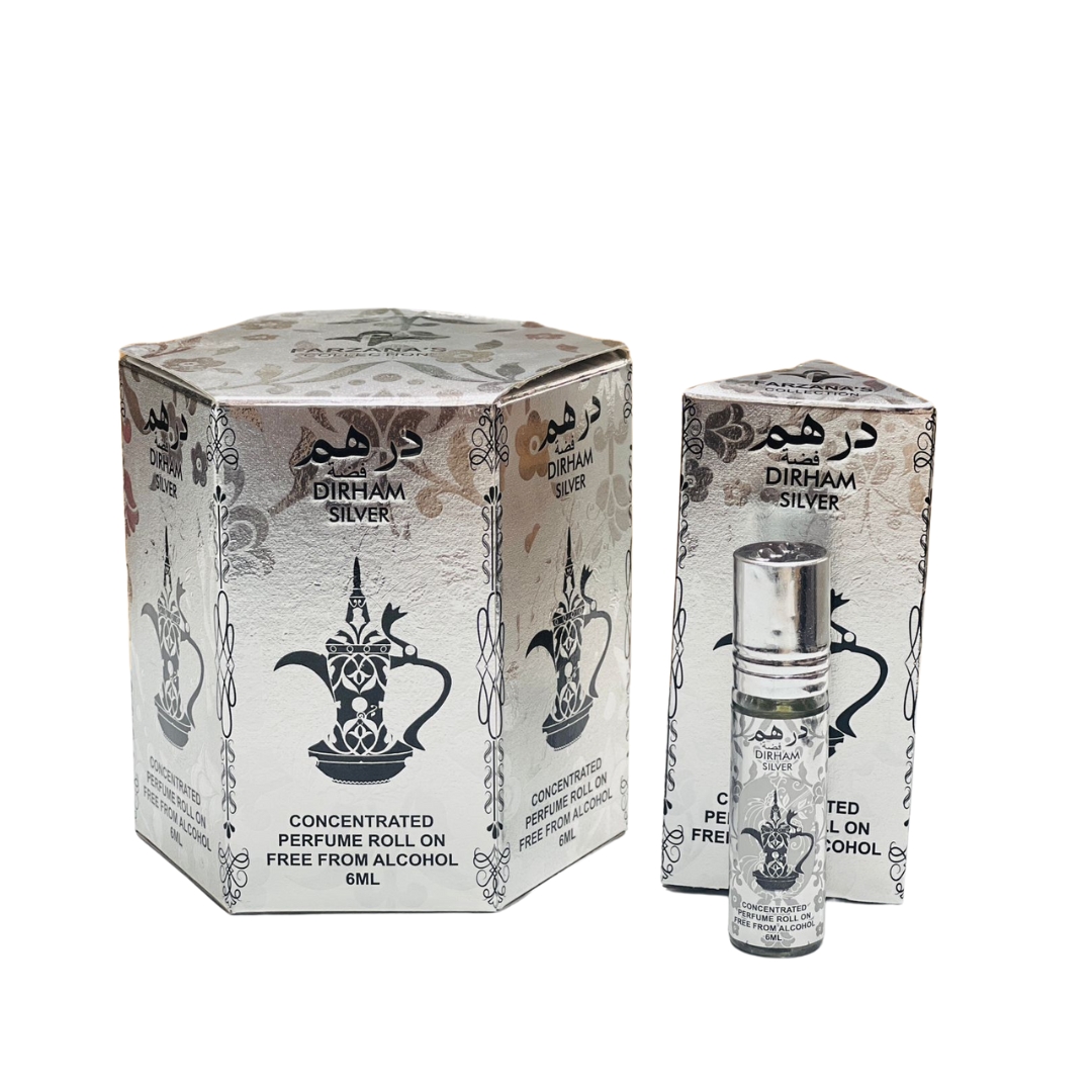 Dirham Silver Attar Roll On 6ml - 6 Piece Set