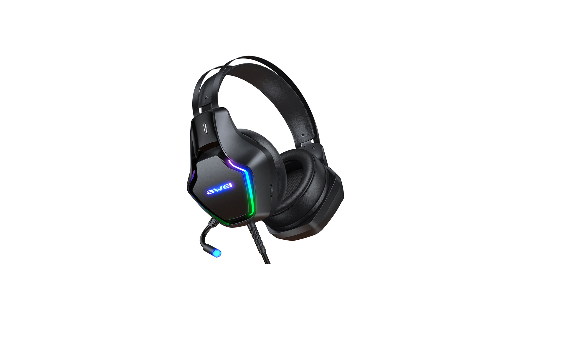 AWEI GM-1 Gaming E-Sports Wired Headset With Microphone for PC/Laptop - Fast Charger - Black