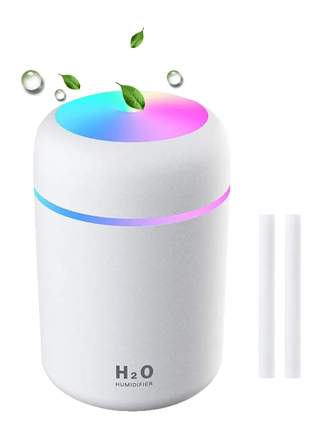 Portable Humidifiers H2O Mini with Colorful Light for Room, Bedroom, Office, Car (Multicolour)