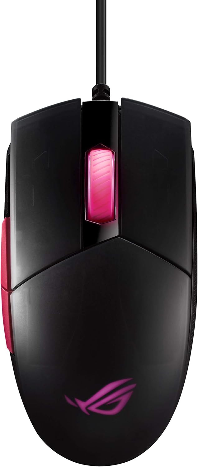 ASUS Optical Gaming Mouse - ROG Strix Impact II Electro Punk Edition | 6,200 DPI Sensor | Wired Gaming Mouse for PC | Ultimate Comfort | Aura Sync RGB, Armoury II