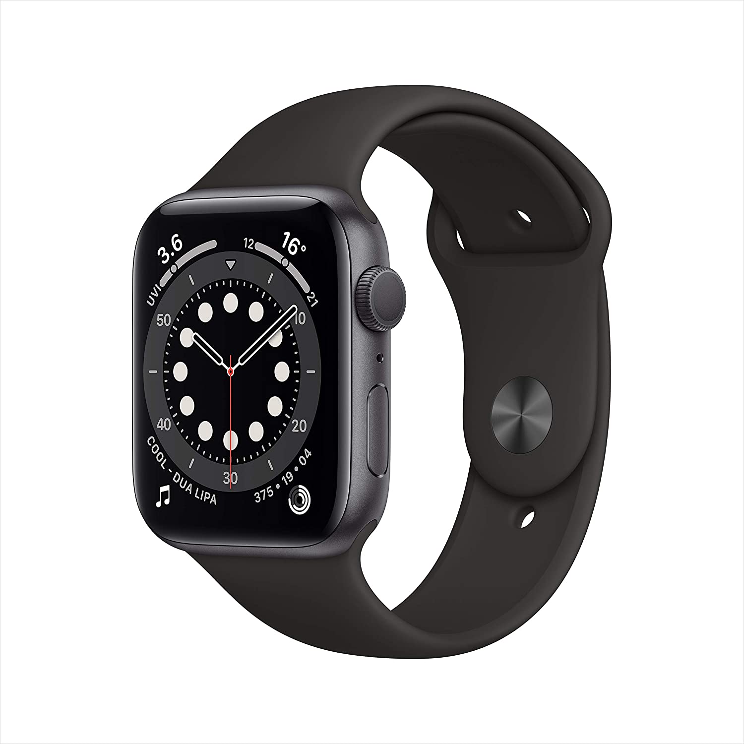 Apple Watch Series 6, 44mm, GPS + Cellular, Space Grey Aluminum Case with Black Sport Band