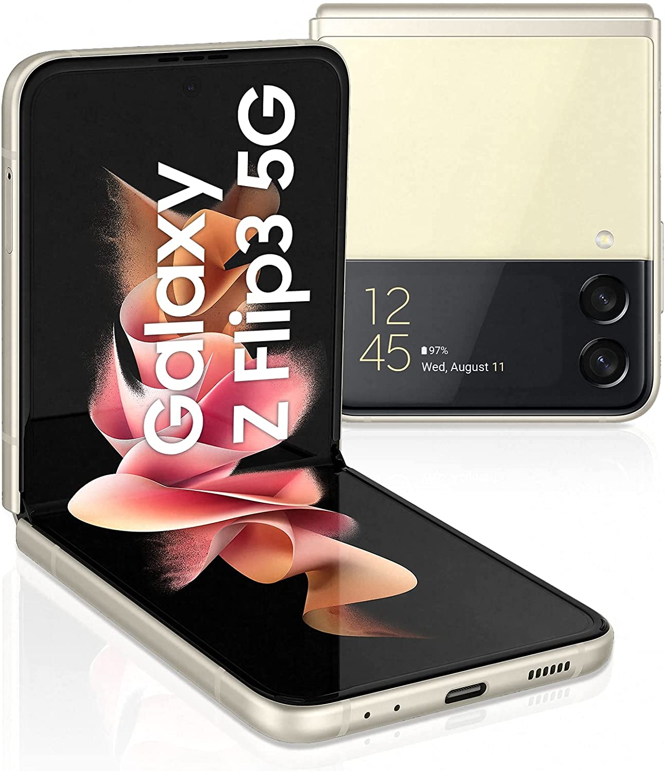 SAMSUNG Galaxy Z Flip3 5G Single SIM and e SIM Smartphone 128GB Storage and 8GB RAM - Cream