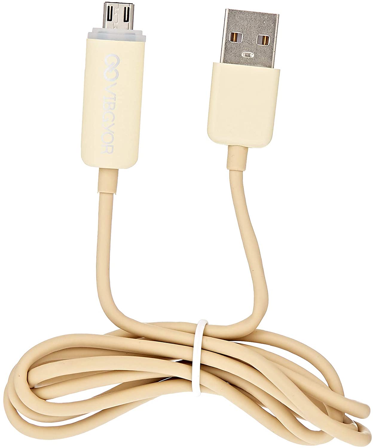 Vibgyor Led Micro Usb Cable - Beige