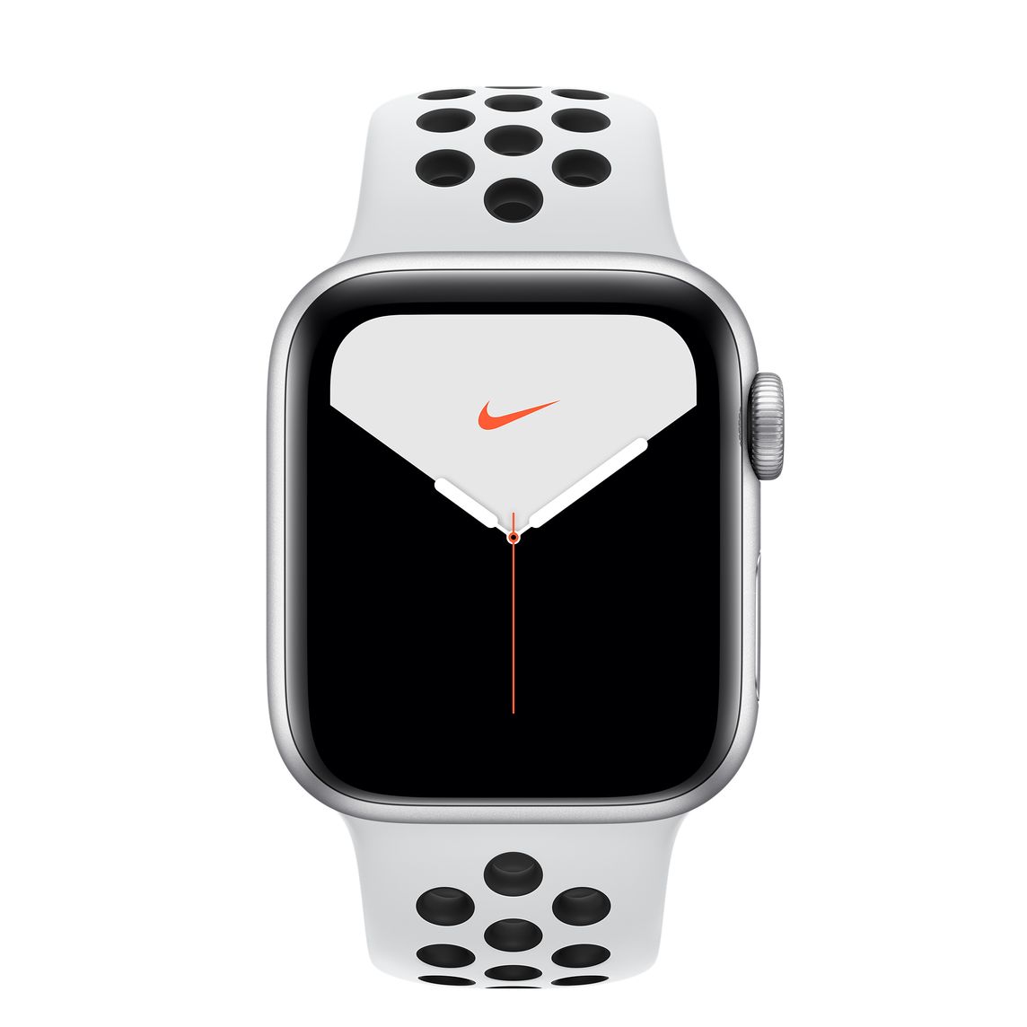 Apple Watch Nike Series 5 (44mm, GPS)- Silver Aluminum Case with Pure Platinum Black Nike Sport Band