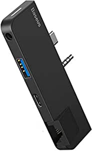 Baseus Multifunctional HUB for Surface Go (Type-C + Audio to RJ45 + USB3.0 + Type-C (data) + Audio) Black