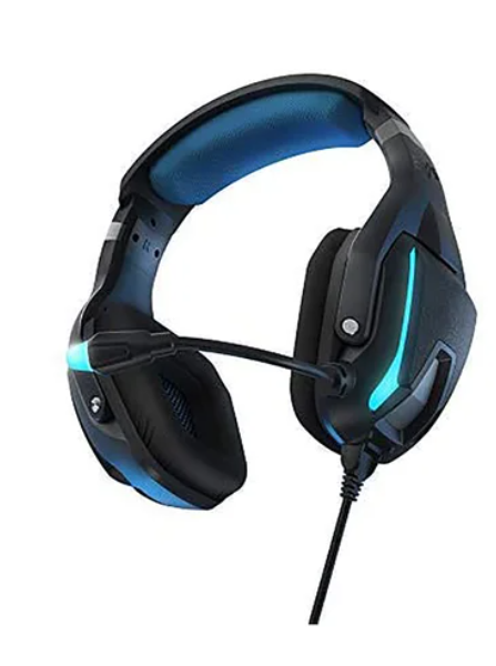 ESG 5 Vibration & Shock Headset with LED Lighting and Blue Fabric Ear Cushions /Blue Black