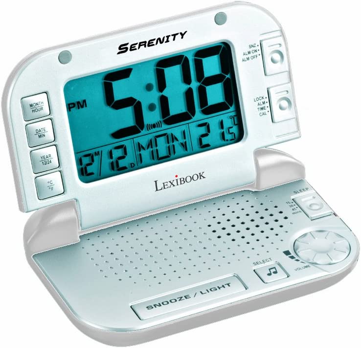 Lexibook Serenity Voyage, Programming Function, Headphones Jack, Alarm And Snooze Buttons, Battery, White/Silver, Rl930