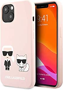 Karl Lagerfeld Liquid Silicone Case Karl And Choupette For Iphone 13 Mini (5.4") - Light Pink