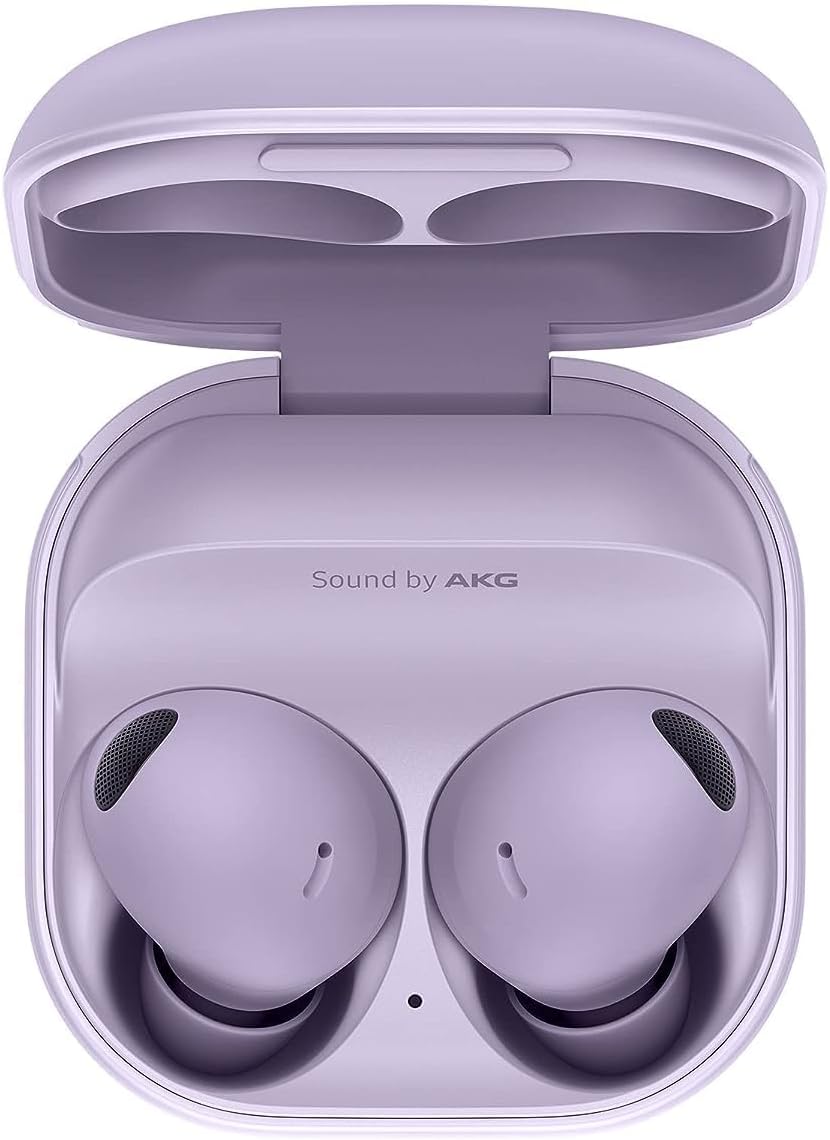 سماعات أذن بلوتوث Samsung Galaxy Buds2 Pro، لا سلكي حقيقي، إلغاء الضوضاء، جراب شحن، صوت عالي الجودة، مقاوم للماء، أرجواني بورا