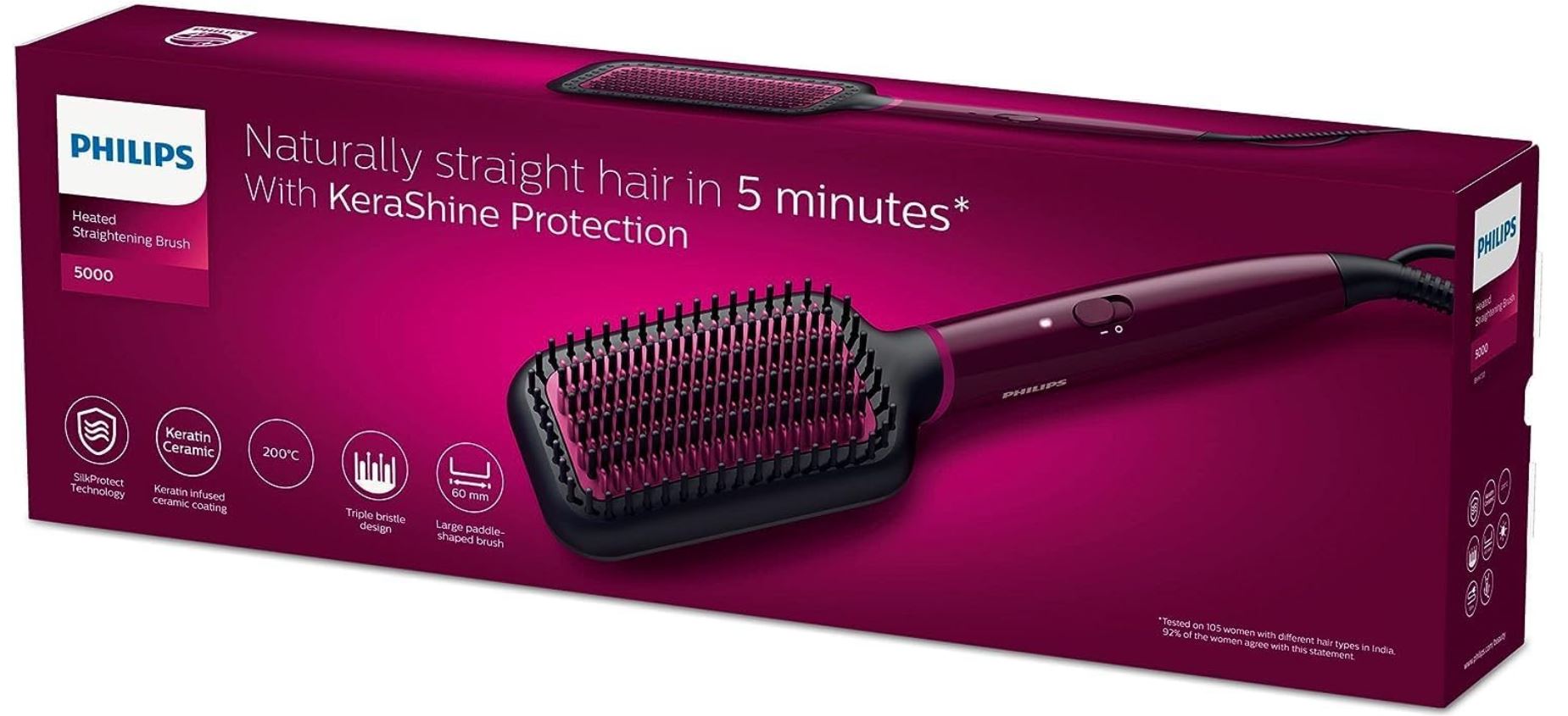 Philips Heated straightening brush BHH730/03 Multicolored| Straigtening Brush