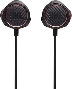 JBL Quantum 50 Wired In-Ear Gaming Headset with Volume Slider, Mic Mute, Inline Voice-Focus Mic, Realistic Soundstage, Twistlock Technology, Ultra-Soft Silicon, PC and Consoles Compatible -Black