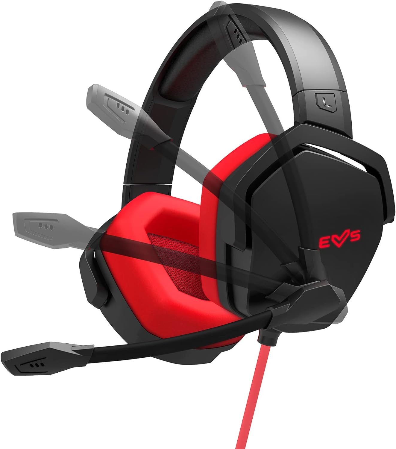 ES Gaming Headset ESG 4 Surround 7.1  (LED Lights, 7.1 Surround Sound, Circumaural Leather Pads) Red