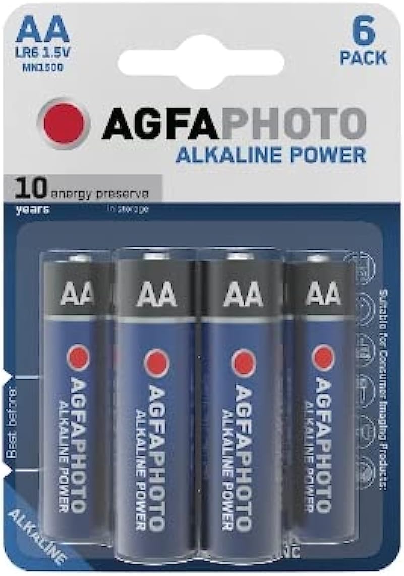 AGFAPHOTO Alkaline Long Lasting Power LR06 AA Pack of 6 Batteries - 1.5V