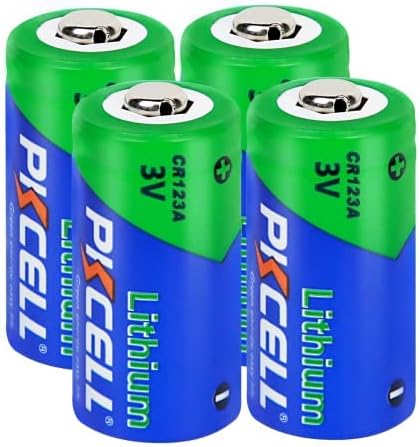 PKCELL CR123A 3V Lithium Battery, Non Rechargeable Lithium 123 Battery 1500mAh for Cameras keyless Locks Alarm Smart Sensors Photo Flash, 4 Packs