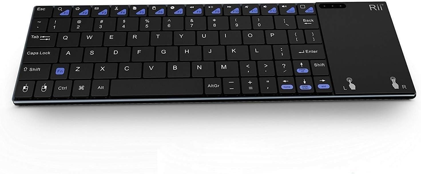 Rii K12+ Mini Wireless Keyboard with Touchpad Mouse, Stainless Steel Portable Wireless Keyboard