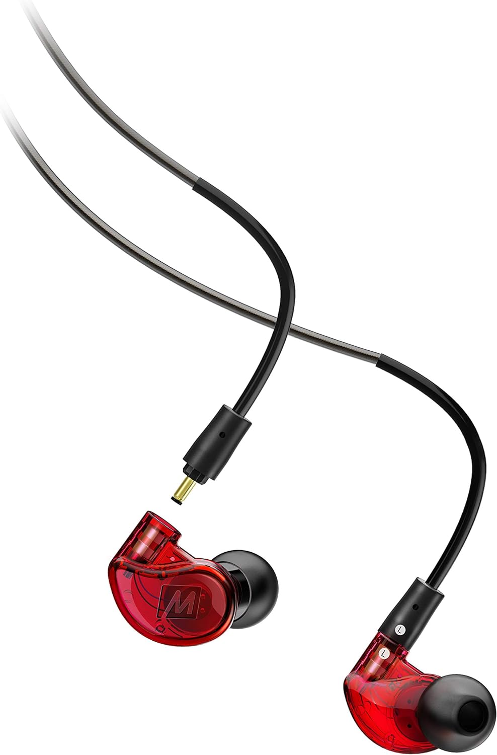 MEE audio M6 Pro In Ear Monitor Headphones For Musicians, 2Nd Generation Model With Upgraded Sound, Memory Wire Earhooks & Replaceable Cables, Noise Isolating Professional Earbuds, 2 Cords Included - Red