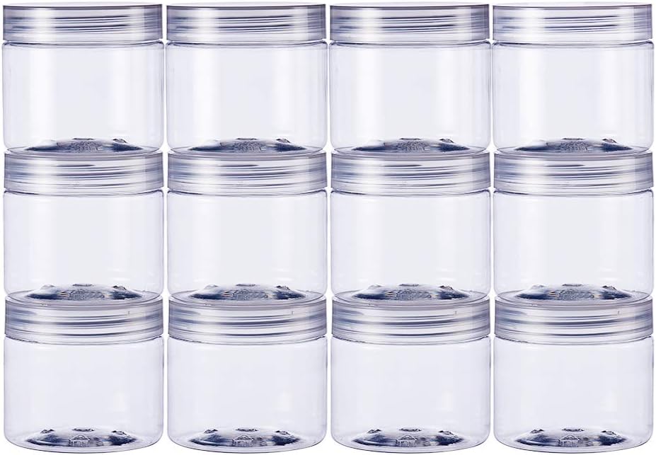 BENECREAT 6oz Slime Storage Favor Jars Wide-Mouth Containers with Lids (2.75 X 2.55in) 180ml - Pack of 12