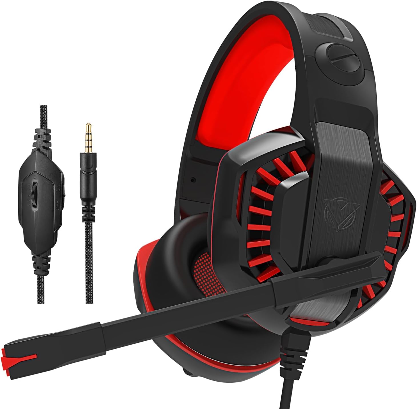 ASA Gaming Headset for PC, Laptop, PS4, PS5, Xbox One, Nintendo Switch with Detachable Noise Cancelling Microphone Cable, 3.5mm Jack, Bass Surround, Wired, Over-Ear (A10 RED)